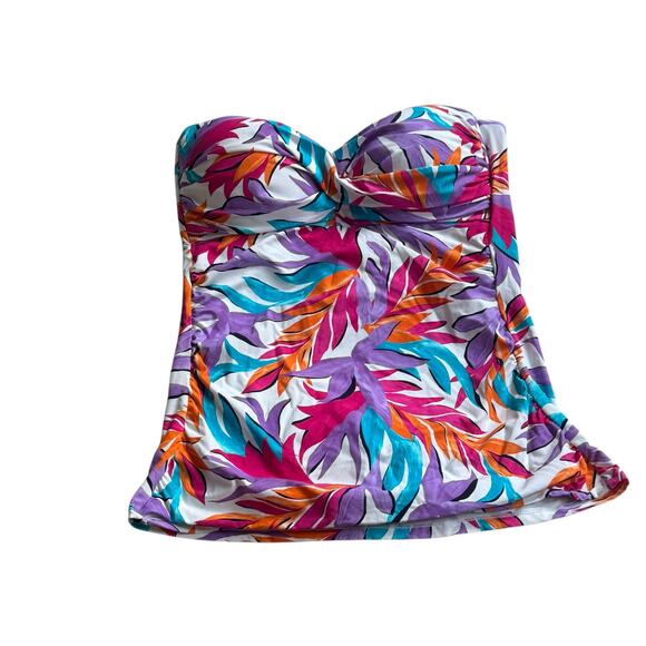 Anne Cole Twist-Front Bandeau Tankini Top White Floral Print Size M NWOT - Picture 5 of 10